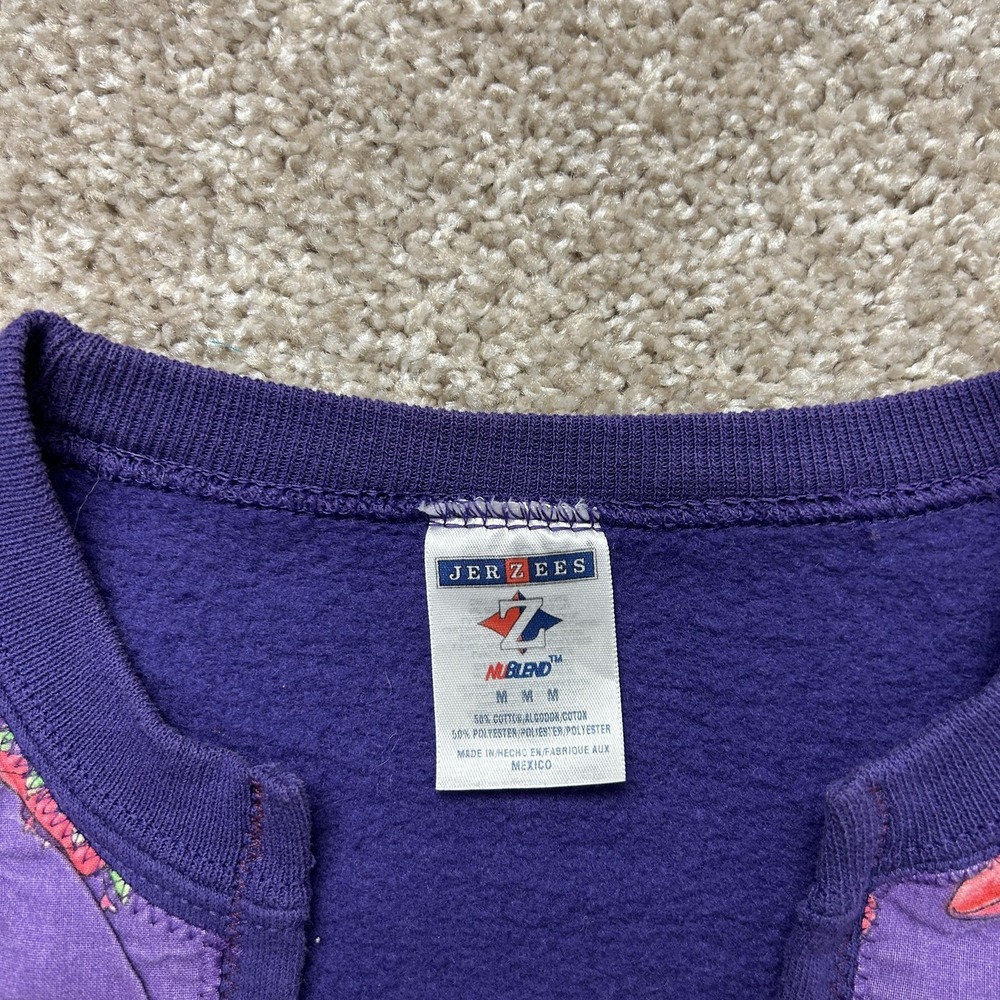 Y2K Betty Boop Cardigan Sweatshirt Womens Medium Purple Patchwork Homemade - Picture 2 of 6